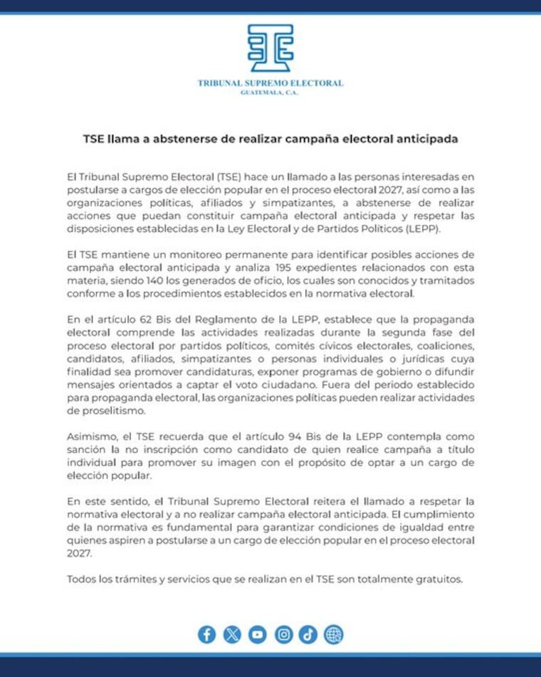 TSE está analizando 195 expedientes por posible campaña anticipada