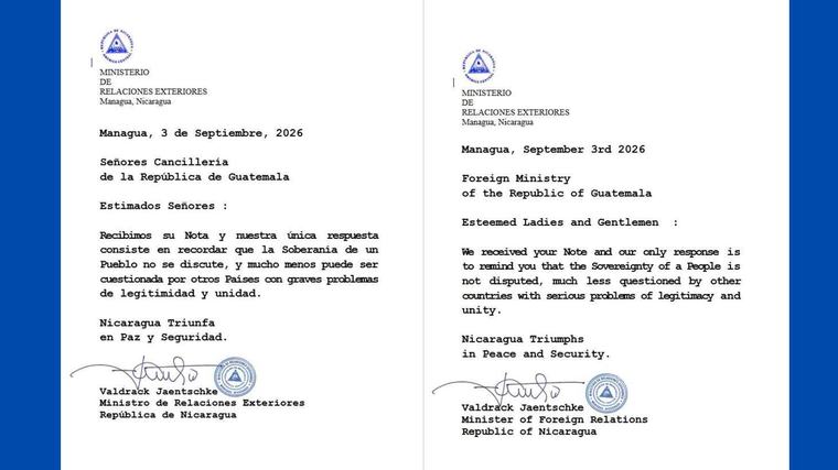 Nicaragua responde a Guatemala por críticas a reformas constitucionales: “La soberanía de un pueblo no se discute”